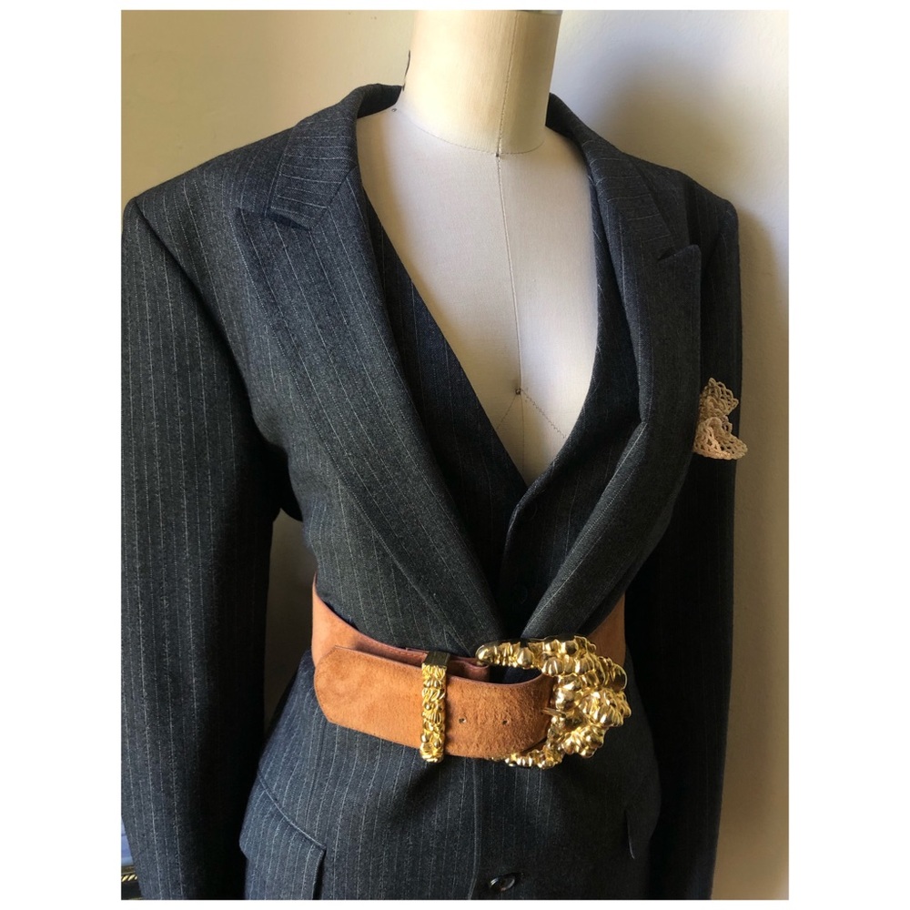 Yves Saint Laurent Vintage Grey pure wool pinstripe blazer and vest - Picture 7 of 15